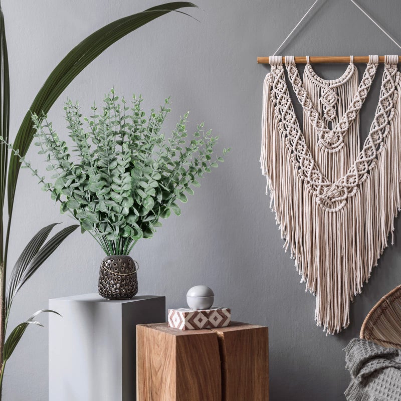 Canlierr 100 Pcs Eucalyptus Stems Faux Greenery Artificial Eucalyptus Leaves Eucalyptus Decor Greenery Stems Faux Greenery Branch for Wedding Centerpiece Flower Bouquet Farmhouse Home (Dark Green) - Image 5