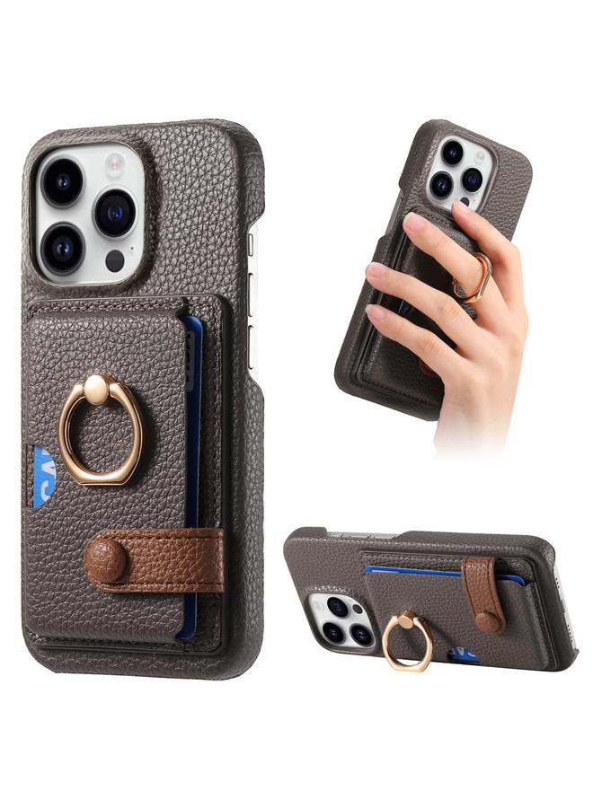 S-TOP Case For iPhone 13 Pro Max Litchi Leather Oil Edge Ring Card Back Phone Case - Image 1