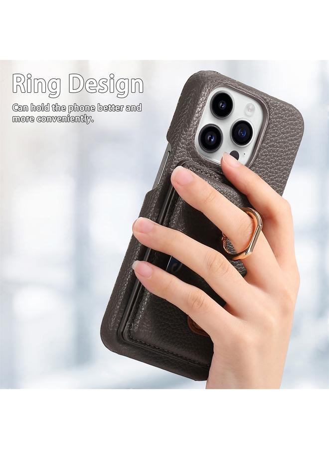 S-TOP Case For iPhone 13 Pro Max Litchi Leather Oil Edge Ring Card Back Phone Case - Image 3