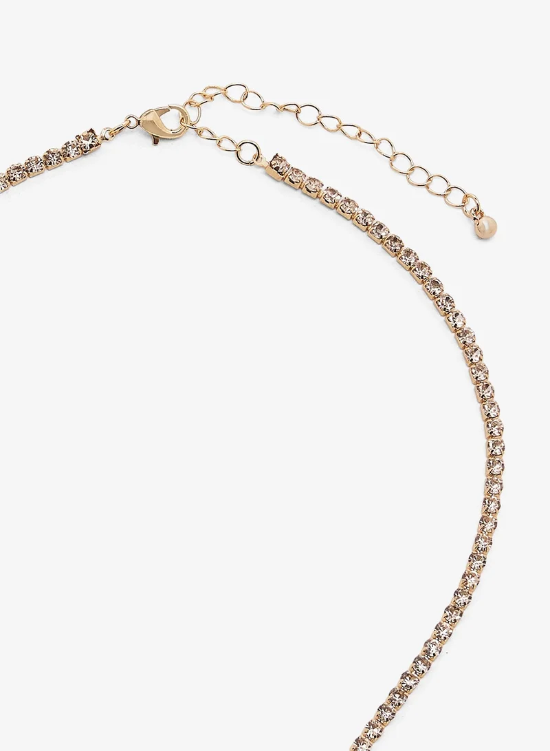 Ella Limited Edition GOLD Jewel Embellished Detail Dainty Necklace for Women | Best Price UAE