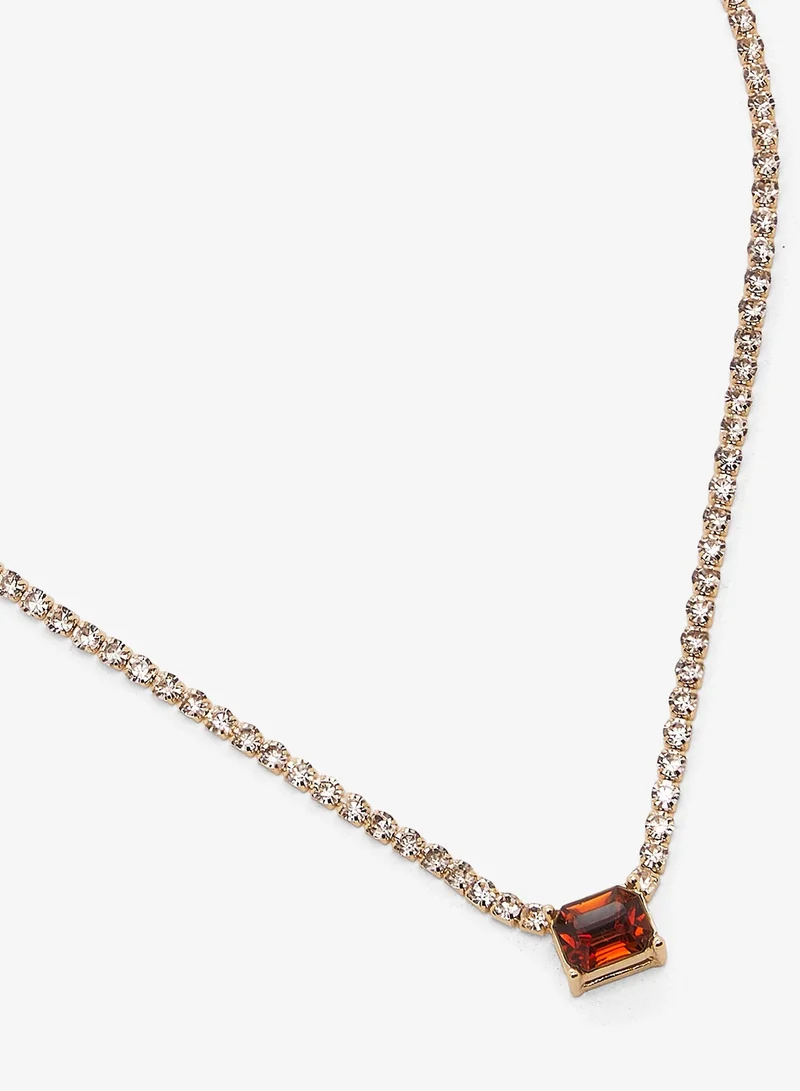 Ella Limited Edition GOLD Jewel Embellished Detail Dainty Necklace for Women | Best Price UAE