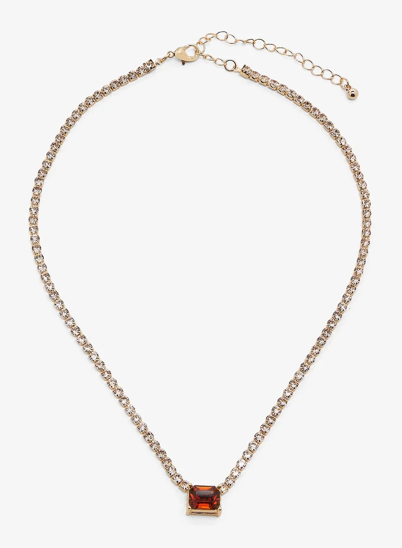 Ella Limited Edition GOLD Jewel Embellished Detail Dainty Necklace for Women | Best Price UAE