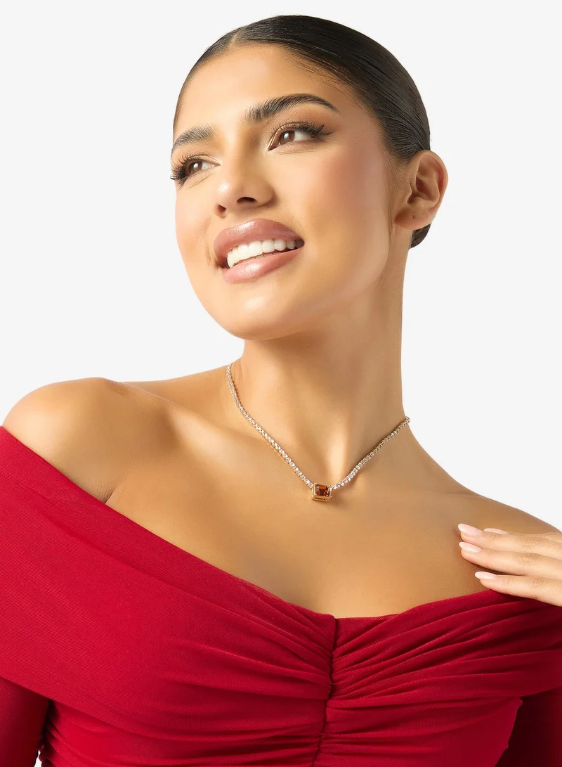 Ella Limited Edition GOLD Jewel Embellished Detail Dainty Necklace for Women | Best Price UAE