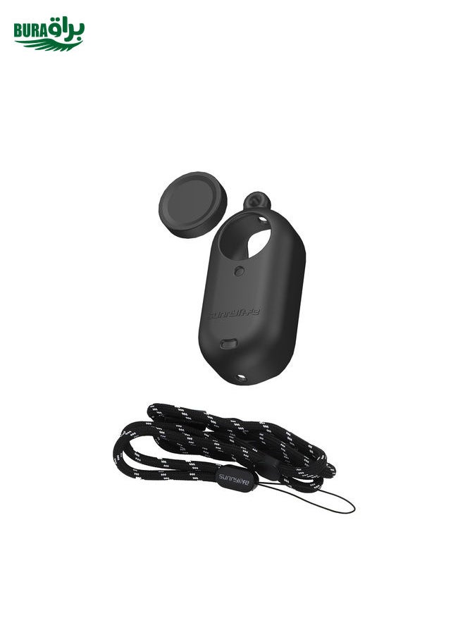BURAQ For Insta360 Go 3 Sunnylife IST-BHT594 Camera Body Silicone Case with Lens Cap & Neck Strap(Black)  - Image 2
