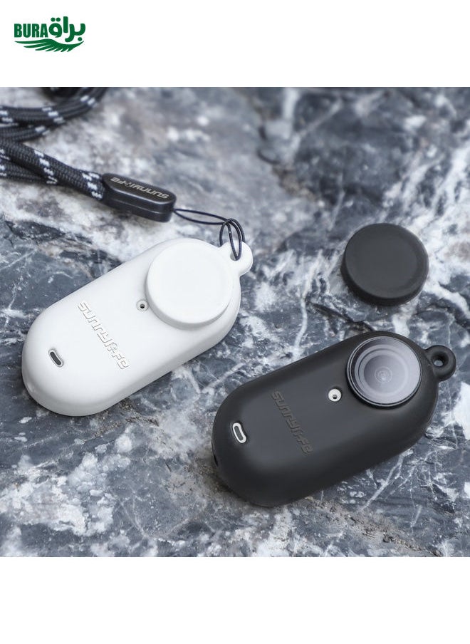 BURAQ For Insta360 Go 3 Sunnylife IST-BHT594 Camera Body Silicone Case with Lens Cap & Neck Strap(Black)  - Image 5