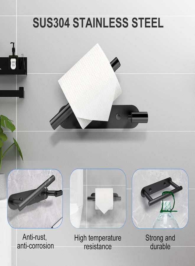 SetSail حامل ورق المرحاض SetSail لاصق أو مثبت بالبراغي باللون الأسود غير اللامع لحامل ورق المرحاض المثبت على الحائط من الفولاذ المقاوم للصدأ لملحقات الحمام - Image 3