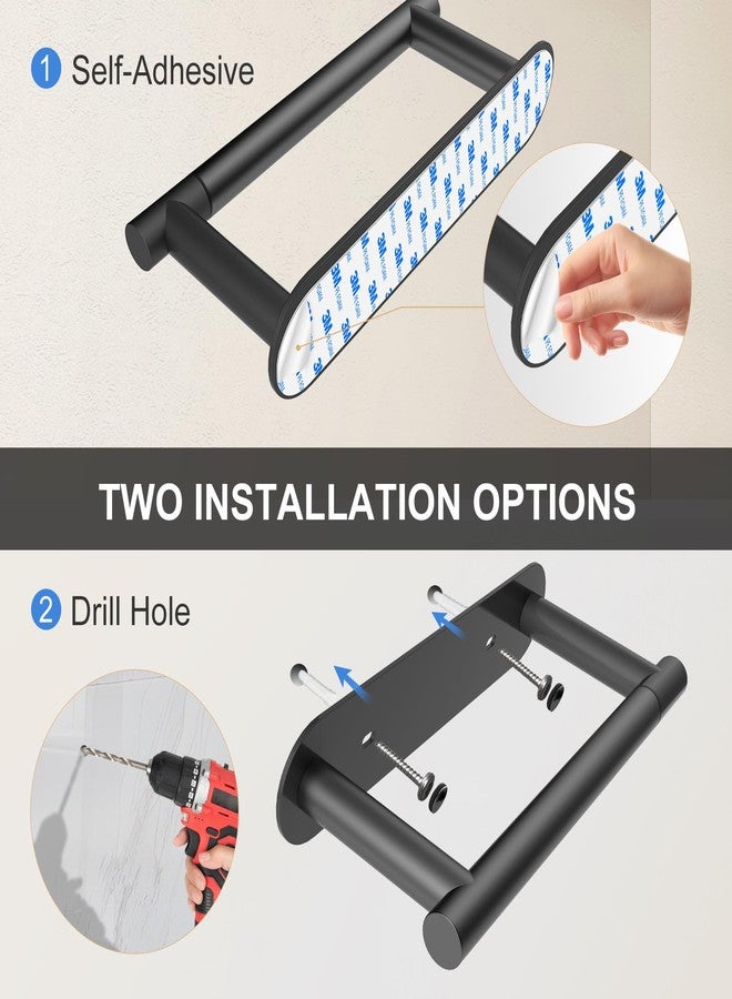 SetSail حامل ورق المرحاض SetSail لاصق أو مثبت بالبراغي باللون الأسود غير اللامع لحامل ورق المرحاض المثبت على الحائط من الفولاذ المقاوم للصدأ لملحقات الحمام - Image 4