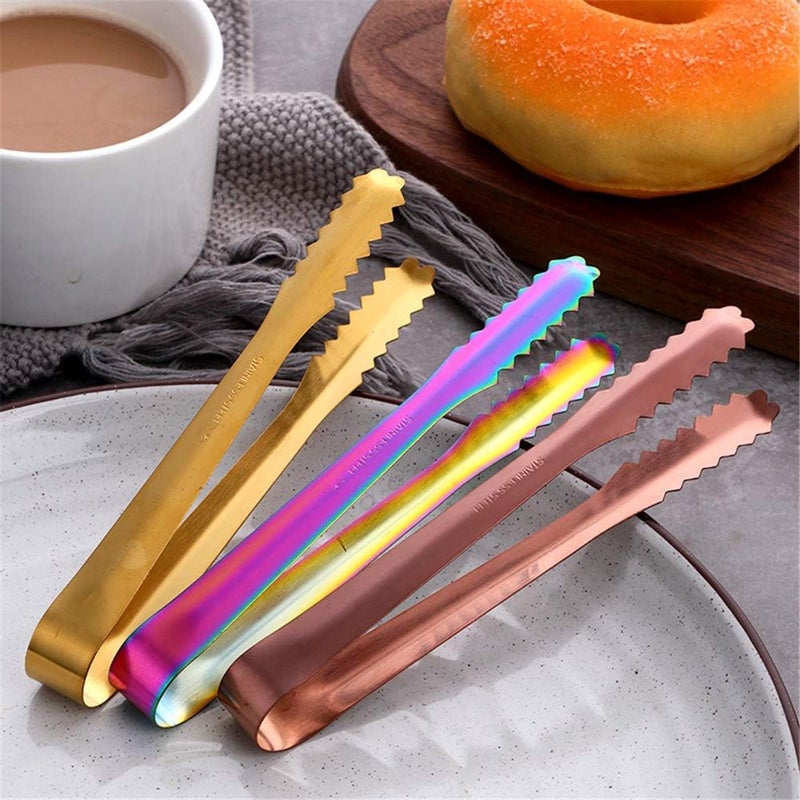 mingcheng Stainless Steel Ice Scoop and Tongs Set - 6 Inches Serving Tongs With Teeth for Large Cubes, Round Bottom Bar Utility Scoop, Freezer, Bucket - Set of 3 (Rose Gold Copper) - Image 4