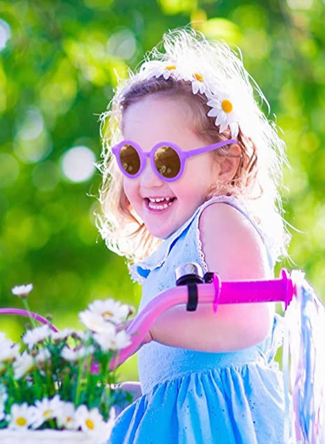 SYOSI Kids Sunglasses, Retro Cute Round Sunglasses for Kids Girls Boys Sunnies UV400 Protection Sun Glasses, Flexible Frame for Girls Boys Age 2-10 Morandi Sunglasses Fashion Beach Holiday (Blue+Purple)  - Image 2