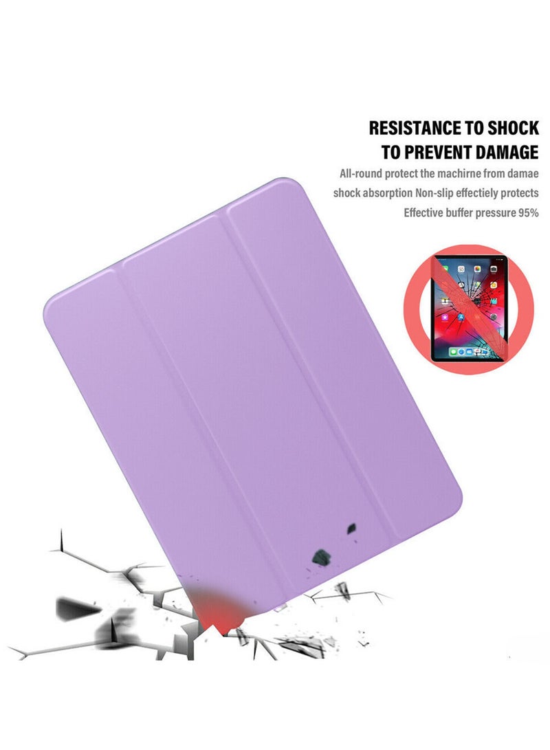 دبليو تيك غطاء حماية ذكي فاخر قابل للطي/النوم التلقائي من الجلد مصنوع من السيليكون الشفاف مع حامل قلم ودرع حماية لجهاز Apple iPad Pro 11 5G 2024 (الجيل الخامس M4) 11 بوصة شفاف/لافندر - Image 4