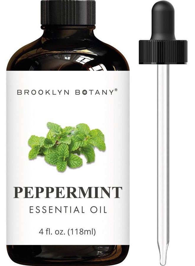 Brooklyn Botany Peppermint Essential Oil - Huge 4 Fl Oz - 100% Pure and Natural - Premium Grade with Dropper - for Aromatherapy and Diffuser - Image 1