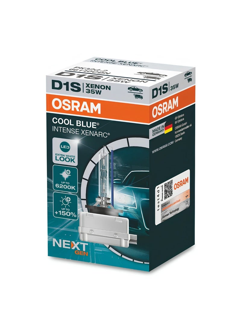 OSRAM Cool Blue Intense Xenarc D1S 35W HID Xenon Headlight Bulb – Up to 6200K Extra White Light – OEM Quality Replacement Lamp - Image 1