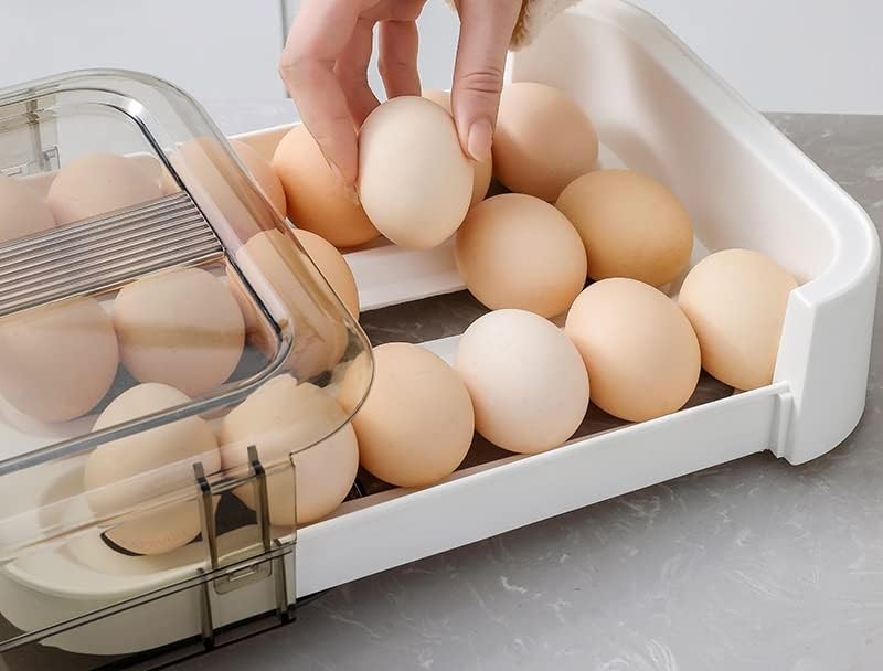 Zorzel Drawer Type Egg Storage Box Refrigerator Fresh Keeping Dustproof Egg Dumpling Tray Holder Household Organizer for Refrigerator Keeping Box Multicolor - Image 5