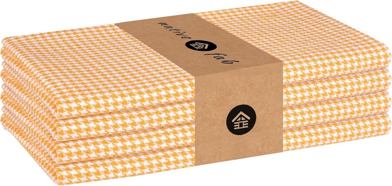 Native Fab 100 Cotton Cloth Napkins 18x18 inches Houndstooth Dinner Napkins Set of 4 Soft Breathable Absorbent Machine Washable Cloth Napkins Mustard Yellow - Image 1