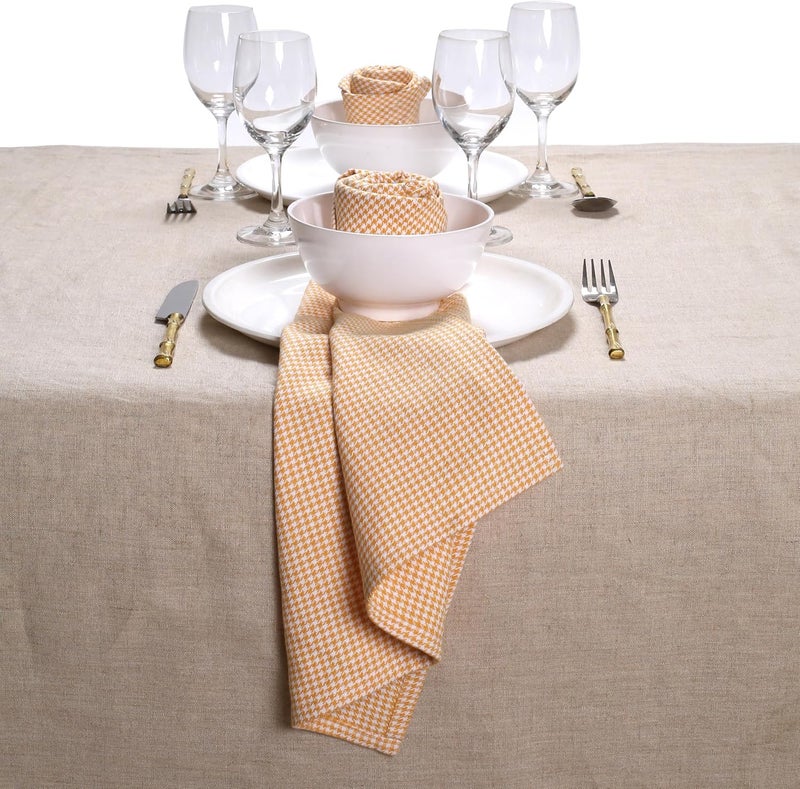 Native Fab 100 Cotton Cloth Napkins 18x18 inches Houndstooth Dinner Napkins Set of 4 Soft Breathable Absorbent Machine Washable Cloth Napkins Mustard Yellow - Image 2