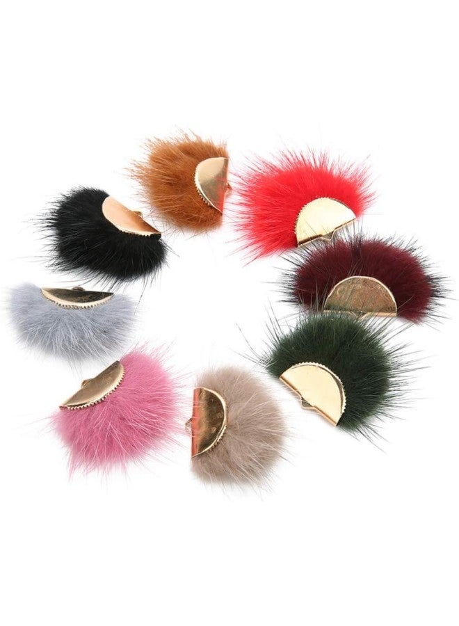klarako 5pcs Pompom Earring Charms Faux Fur Fan Shape Earring Pendant Colorful DIY Fluffy Dangle Earring Charms for DIY Earring Jewelry Making Supplies (Grey)  - Image 4