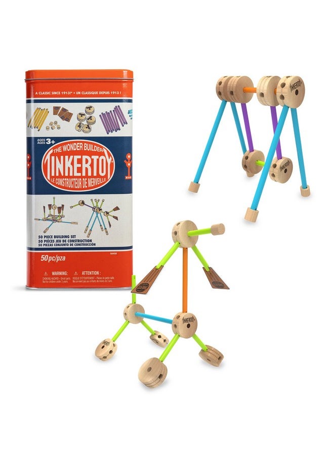 Tinkertoy TINKERTOY - Retro Building Set Tin - 50 Pieces  - Image 1