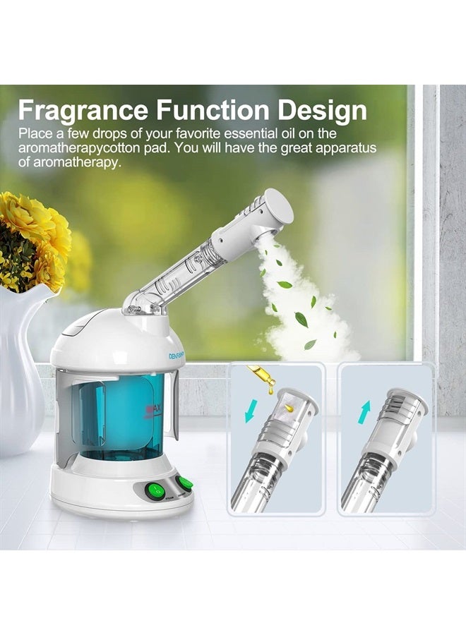 DENFANY Facial Steamer - DENFANY Nano Ionic Face Steamer with Extendable 360° Rotatable Arm - Portable Facial Steamer for Personal Care Use at Home or Salon (Blue) - Image 2