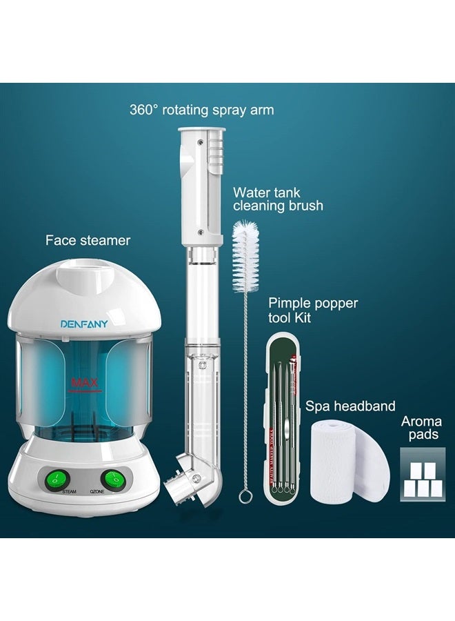 DENFANY Facial Steamer - DENFANY Nano Ionic Face Steamer with Extendable 360° Rotatable Arm - Portable Facial Steamer for Personal Care Use at Home or Salon (Blue) - Image 4