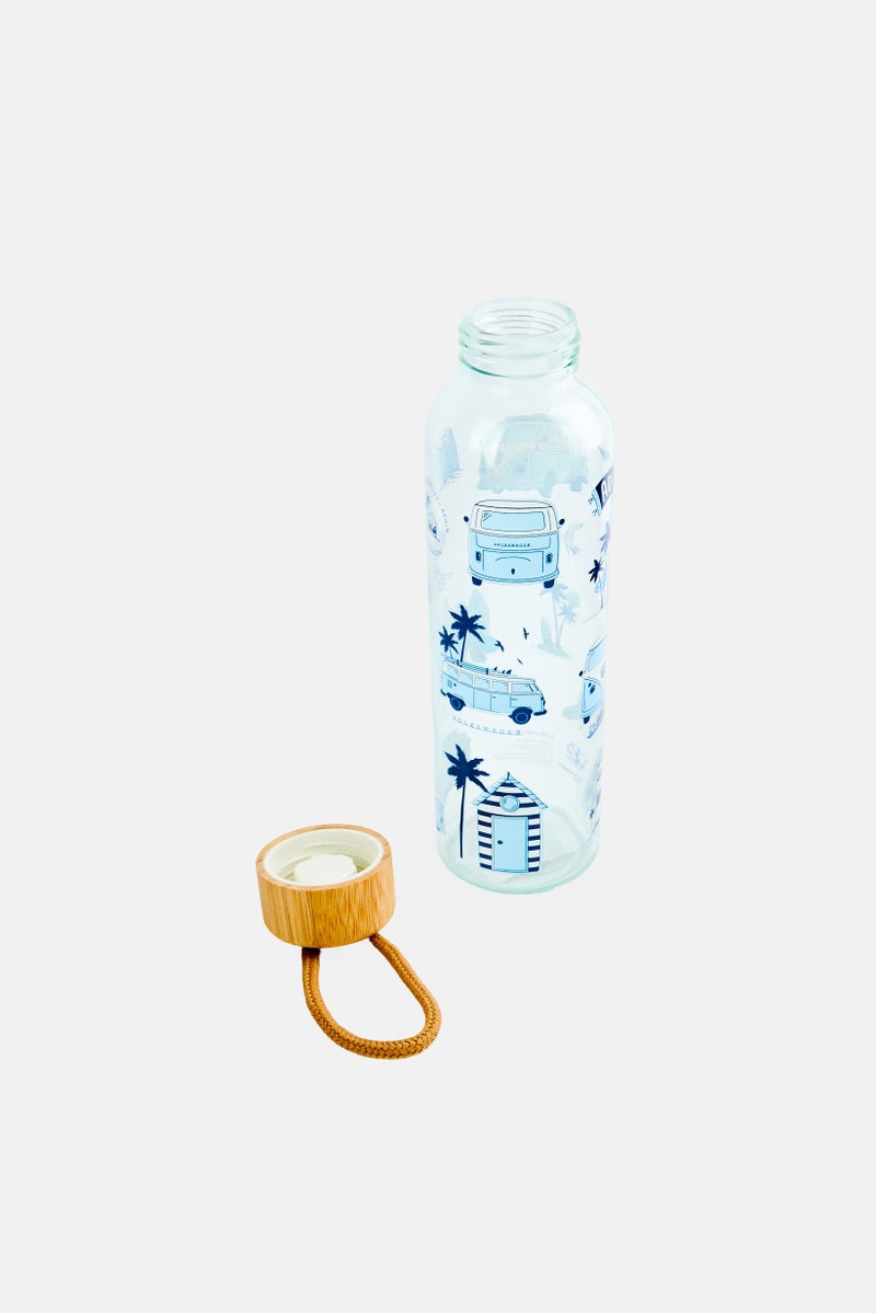 Puckator Volkswagen Glass Water Bottle With Wooden Lid 350ml, Transparent - Image 2