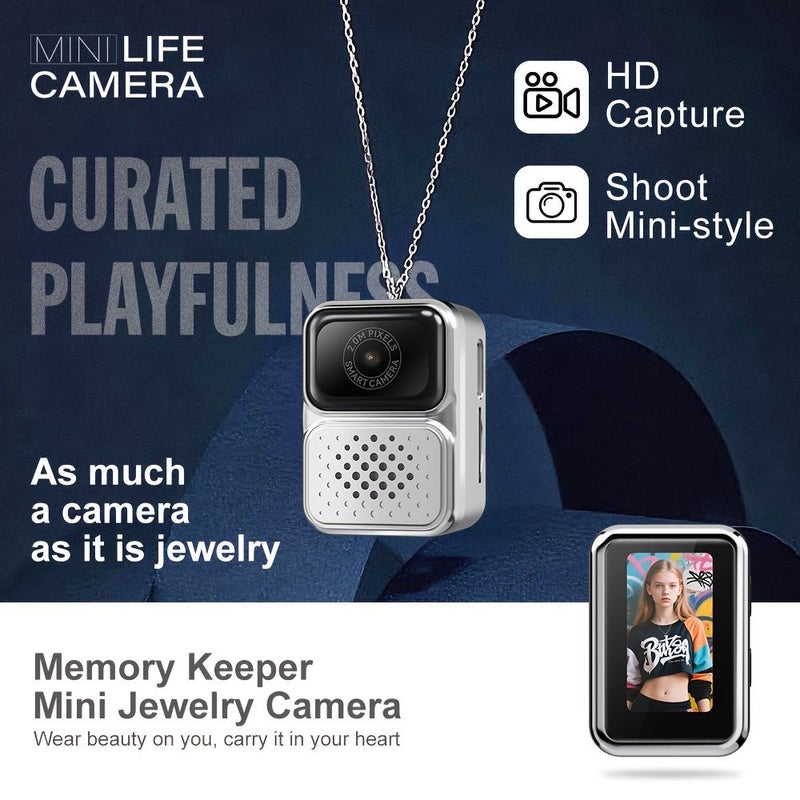 Silvery Hands Free Wearable Camera Necklace With HD Video 16MP Photo And Motion Tracking - Image 4