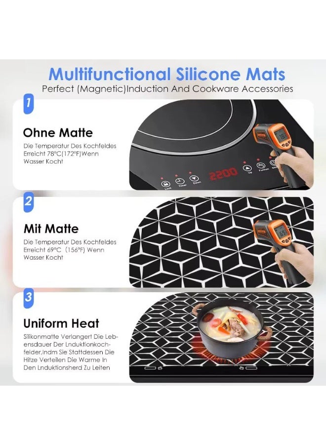 Silicone Induction Cooktop Mat - Protective Heat Resistant Cover for Electric Stoves - Anti-Scratch & Non-Slip - Multipurpose Grill Mat & Oven Liner - Easy to Clean (Pack of 2) - Image 3