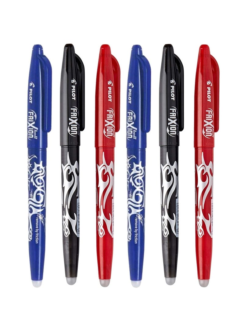 PILOT 6-Piece Frixion Erasable Ball Pen 0.7mm Tip Multicolour - Image 1