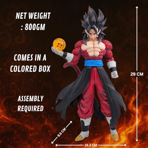 Realmkart Gogeta Action Figure 30CM Super Saiyan 4 Dragon Ball GT SS4 Anime Action Figure Collectible Statue with Random Star Dragon Ball | Gogeta Super Saiyan 4 for Anime Fans, Gifts - Image 2