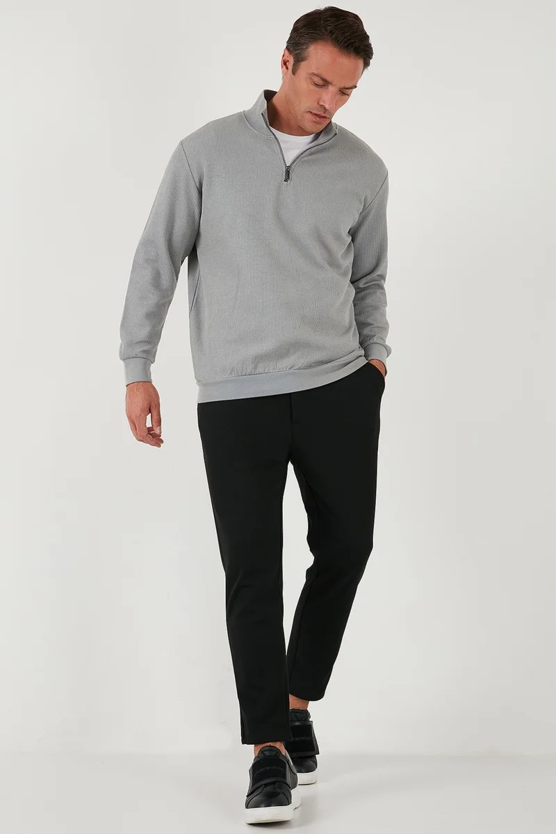 Buratti Cotton Regular Fit Half Zipper Stand Collar Sweat Men's Sweat 5905716
