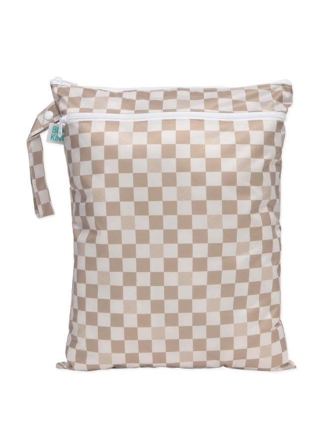 Bumkins Waterproof Wet Dry Bag for Baby, Travel, Swim Suit, Cloth Diapers, Pump Parts, Pool, Beach, Gym Clothes, Toiletry, Hook to Stroller, Daycare, Zipper Reusable Wetdry Packing Pouch, Beige Check - Image 3