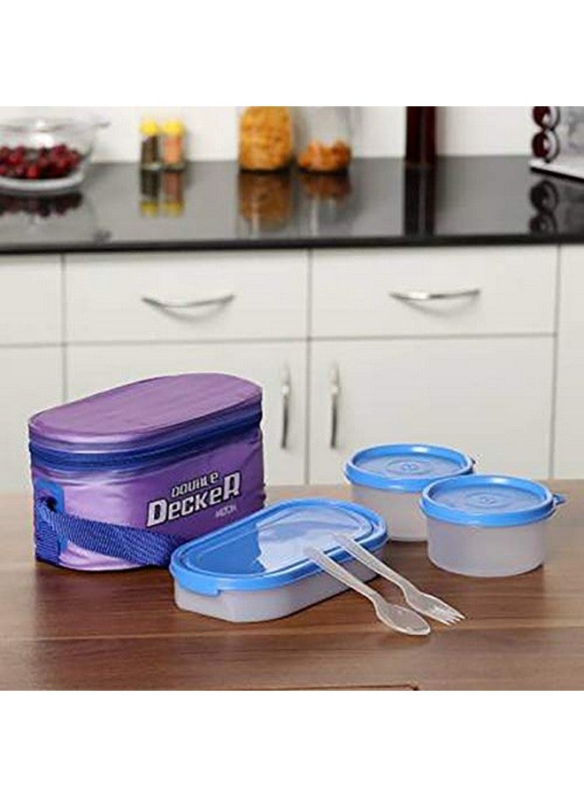 Milton MILTON Double Decker Plastic Lunch Box with Insulated Jacket, 3 Containers (450 ml, 280 ml, 280 ml), Microwavable & Leak-Proof Tiffin for Office, School, College, Purple  - Image 4