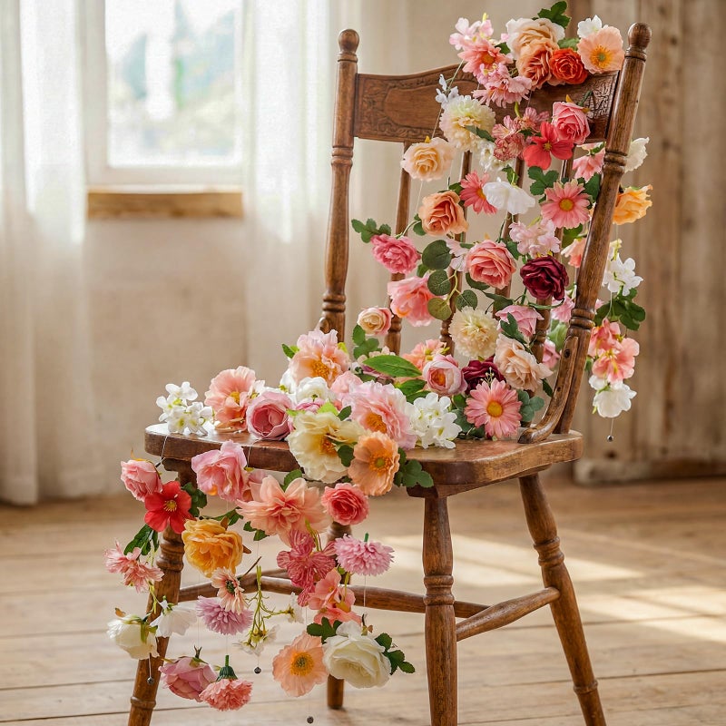 Suncalla 12 Pcs 70.8 ft Flower Garlands Hanging Artificial Wildflower Vine Decor from Ceiling Floating Floral Backdrop Silk Fake Flower Garland for Wedding Home Garden Wall Arch(Blossom) - Image 4
