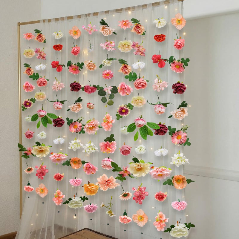 Suncalla 12 Pcs 70.8 ft Flower Garlands Hanging Artificial Wildflower Vine Decor from Ceiling Floating Floral Backdrop Silk Fake Flower Garland for Wedding Home Garden Wall Arch(Blossom) - Image 5