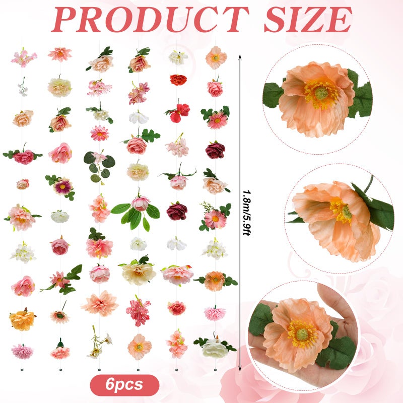 Suncalla 12 Pcs 70.8 ft Flower Garlands Hanging Artificial Wildflower Vine Decor from Ceiling Floating Floral Backdrop Silk Fake Flower Garland for Wedding Home Garden Wall Arch(Blossom) - Image 2