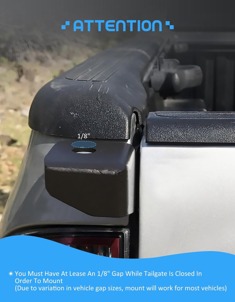 Northyun Tacoma CB Antenna Mounts,Tailgate Bed Accessories Whip Light Led Pods Mounting Bracket Flag Holder Compatible with 3rd Gen Toyota Tacoma 2016-2023, 1 Pair - Image 5
