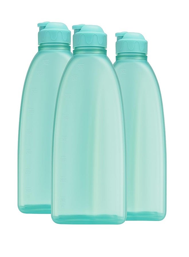 Gluman Plastic Hippo Fridge Water Bottle | 2 Ltr Set Of 3 | Bpa Free | 100% Leak Proof | Office Bottle | Gym Bottle | Home | Kitchen | Travel Bottle (Green) - Image 1