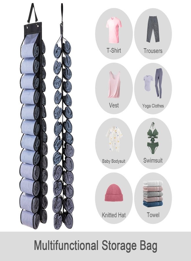 DHSFKBE Legging Organizer Storage, T-Shirt Organizer, Foldable Hanging Closet Organizer, Hanging Clothes Organizer with 26 Roll Compartments for Yoga Clothes, Pants, Tank Top, Towel, Underwear, Shirt (Black) - Image 3