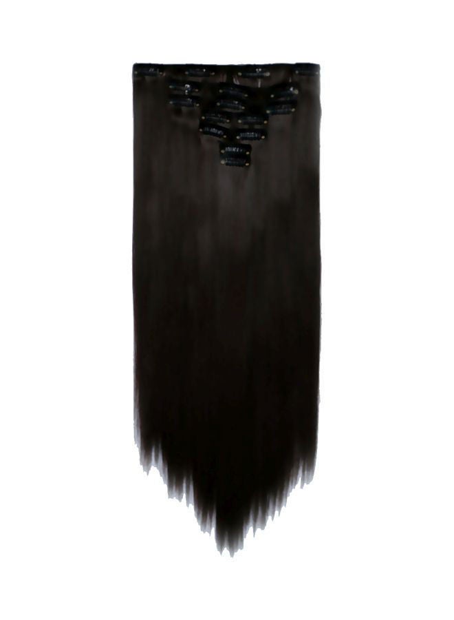 NIBEMINENT 7-Piece Long Straight Hair Extension Set Brown