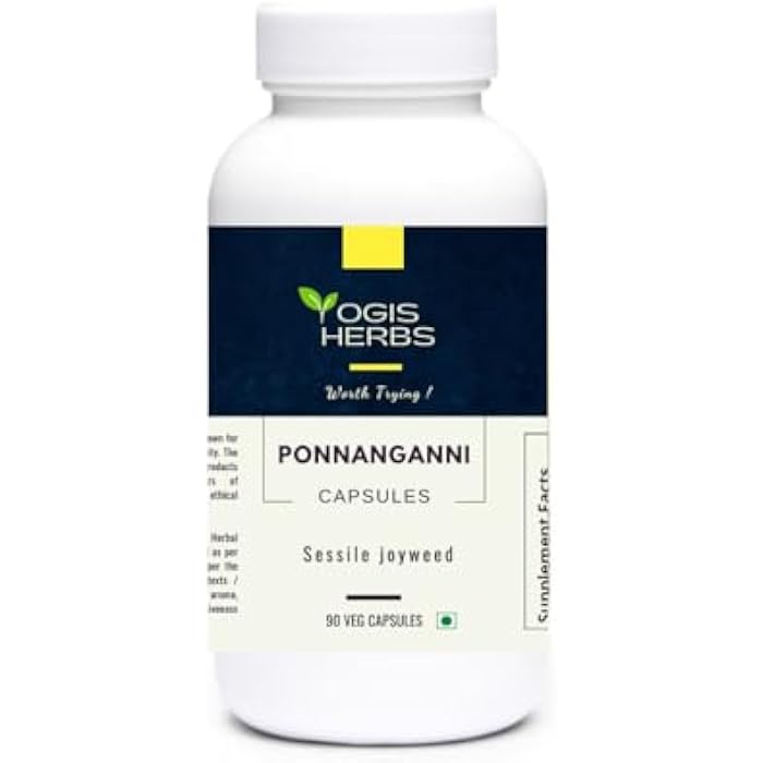 YOGIS HERBS Ponnanganni Capsules (Joyweed/Alternanthera sessilis) – 100% Natural Herbal Supplement for Hair Health, Eye Care, Skin Glow, and Detox Support – 90 Veg Capsules - Image 1