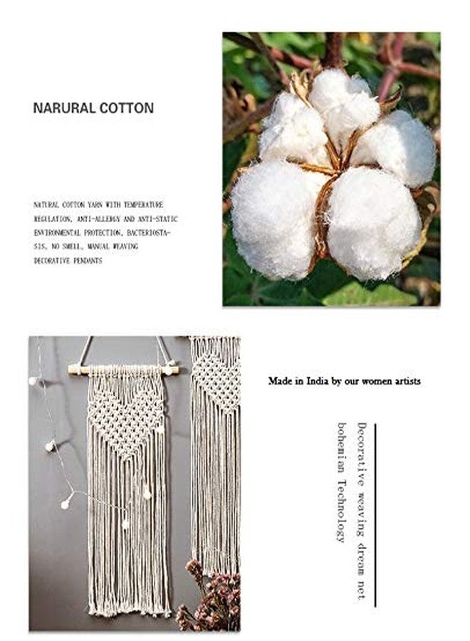 Cottoncube Macrame Handmade Cotton Bohemian Style Heart Wall Hanging Beautiful Woven Wall Decor (Beige, Medium) - Image 5