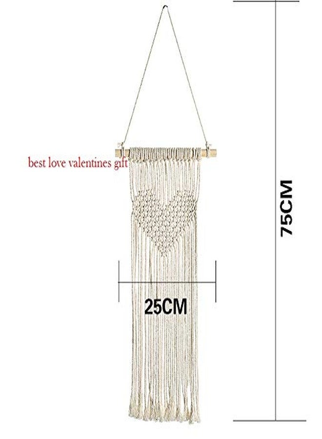 Cottoncube Macrame Handmade Cotton Bohemian Style Heart Wall Hanging Beautiful Woven Wall Decor (Beige, Medium) - Image 3