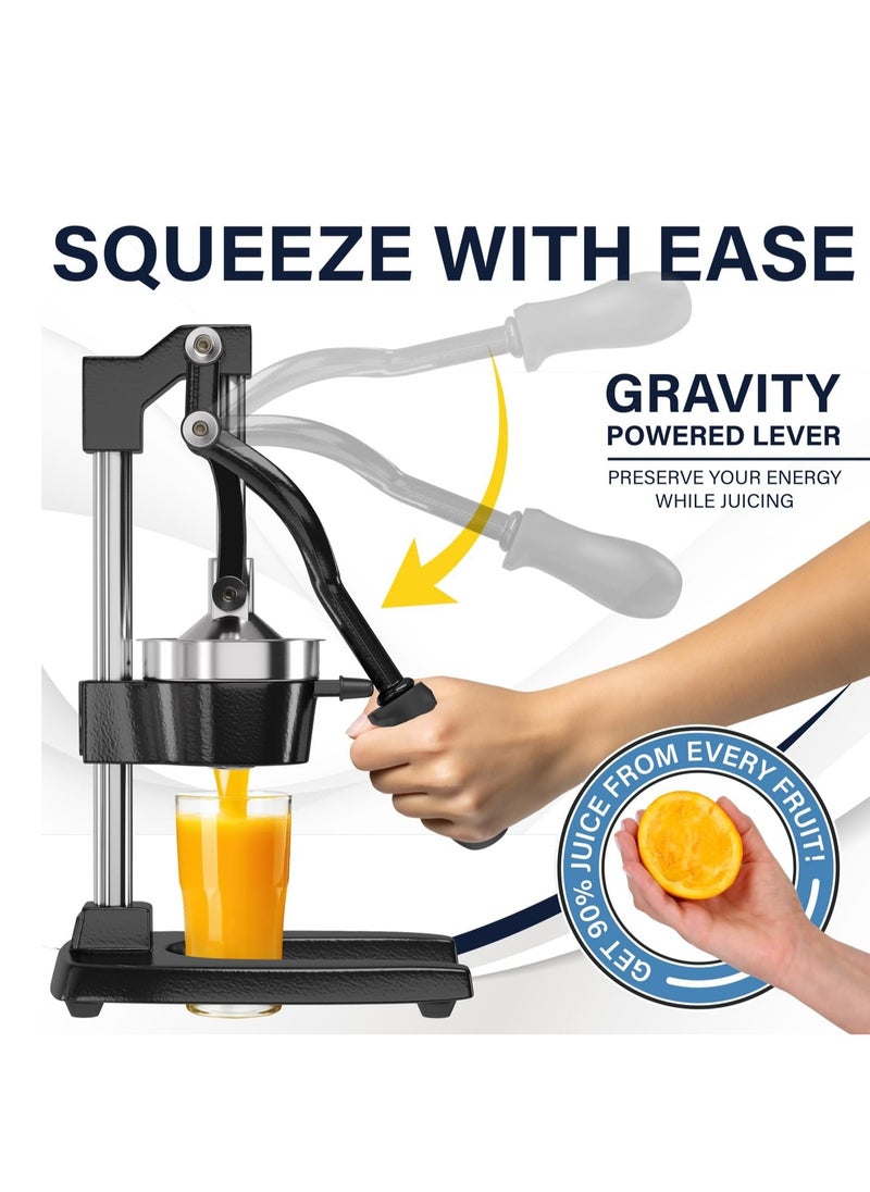 R.VIHAN - Heavy Duty Manual Citrus Juicer Extra Large Iron Hand Press Fruit Squeezer for Orange Lemon Lime and Grapefruit Commercial Grade Stainless Steel Manual Juicer for Fresh Healthy Seedless Juice Handheld Juicer for Home Kitchen Cafes Restaurants and any Business Use - Image 1