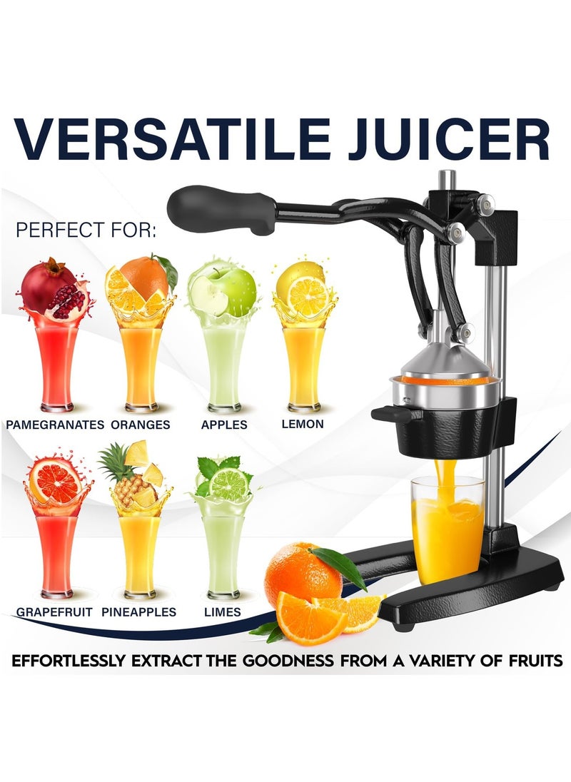 R.VIHAN - Heavy Duty Manual Citrus Juicer Extra Large Iron Hand Press Fruit Squeezer for Orange Lemon Lime and Grapefruit Commercial Grade Stainless Steel Manual Juicer for Fresh Healthy Seedless Juice Handheld Juicer for Home Kitchen Cafes Restaurants and any Business Use - Image 1