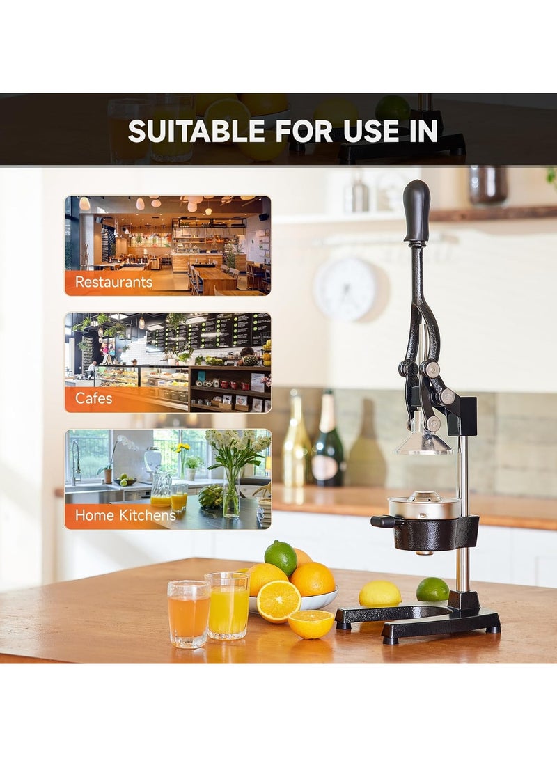 R.VIHAN - Heavy Duty Manual Citrus Juicer Extra Large Iron Hand Press Fruit Squeezer for Orange Lemon Lime and Grapefruit Commercial Grade Stainless Steel Manual Juicer for Fresh Healthy Seedless Juice Handheld Juicer for Home Kitchen Cafes Restaurants and any Business Use - Image 1