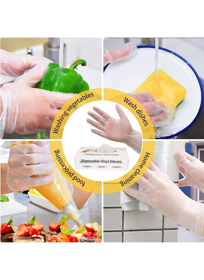 100 Pcs Vinyl Disposable Gloves Powder Free & Latex Free Gloves for Food Prep, Household Cleaning, Hair Dye, Tattoo