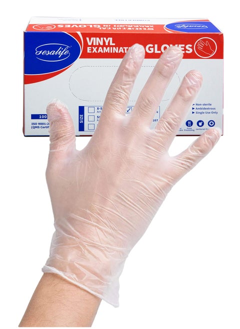 100 Pcs Vinyl Disposable Gloves Powder Free & Latex Free Gloves for Food Prep, Household Cleaning, Hair Dye, Tattoo