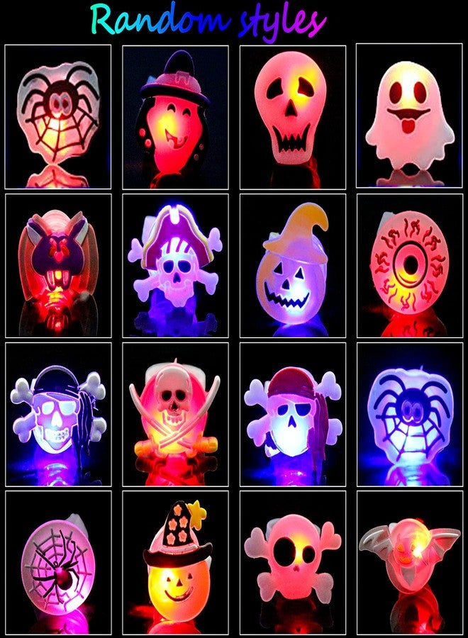 DERAYEE Halloween LED Rings for Kids, 50Pcs Light Up Ring Toys Halloween Party Favors Flash Finger Lights Glow in The Dark Treats Goodie Bag Fillers - Image 5