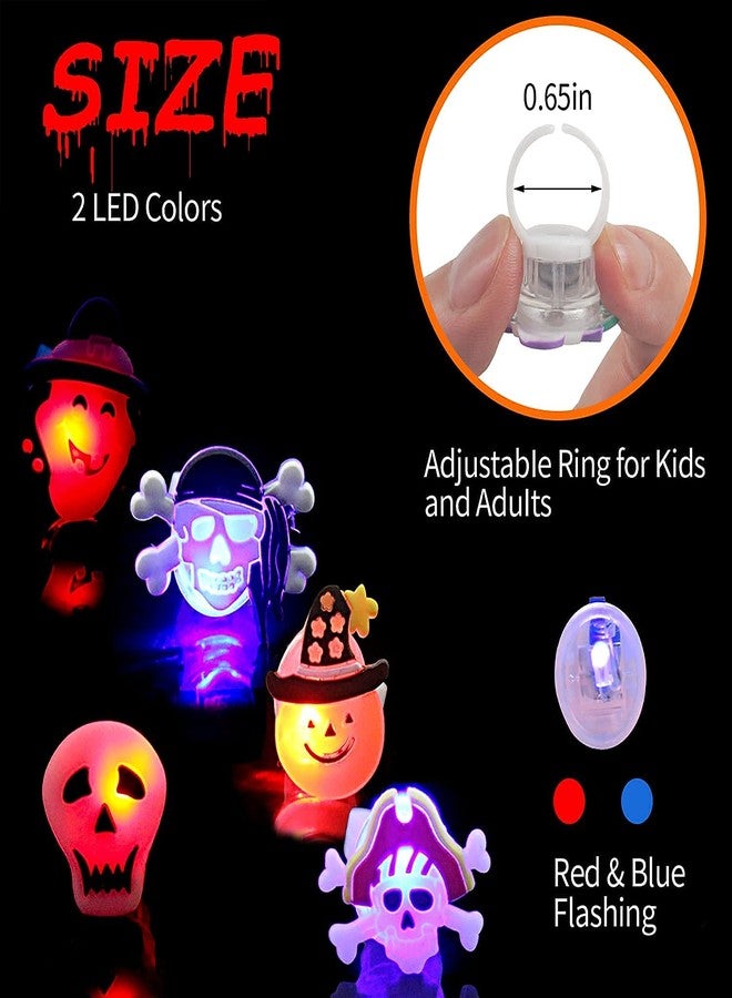 DERAYEE Halloween LED Rings for Kids, 50Pcs Light Up Ring Toys Halloween Party Favors Flash Finger Lights Glow in The Dark Treats Goodie Bag Fillers - Image 3