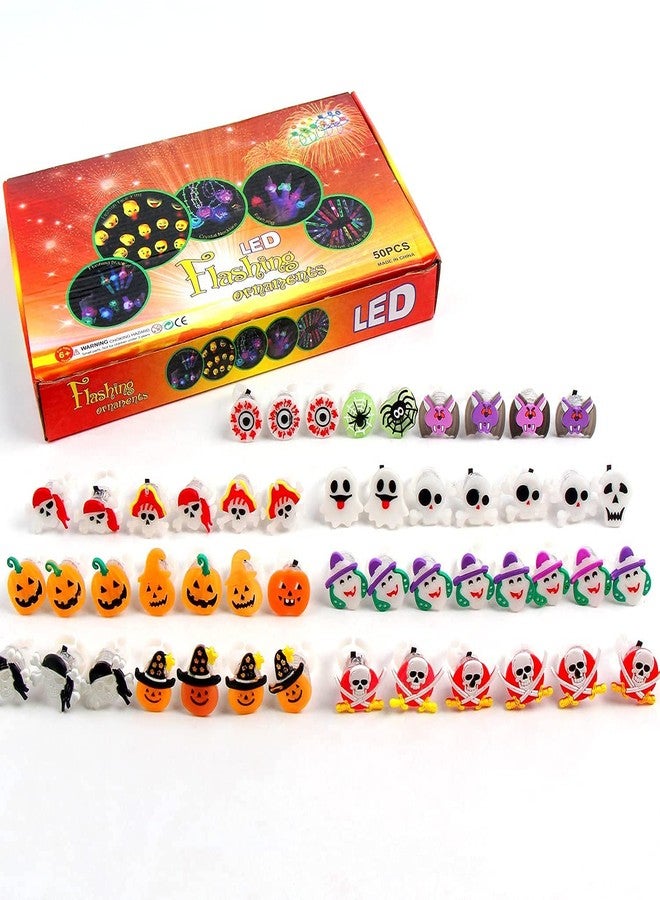 DERAYEE Halloween LED Rings for Kids, 50Pcs Light Up Ring Toys Halloween Party Favors Flash Finger Lights Glow in The Dark Treats Goodie Bag Fillers - Image 4
