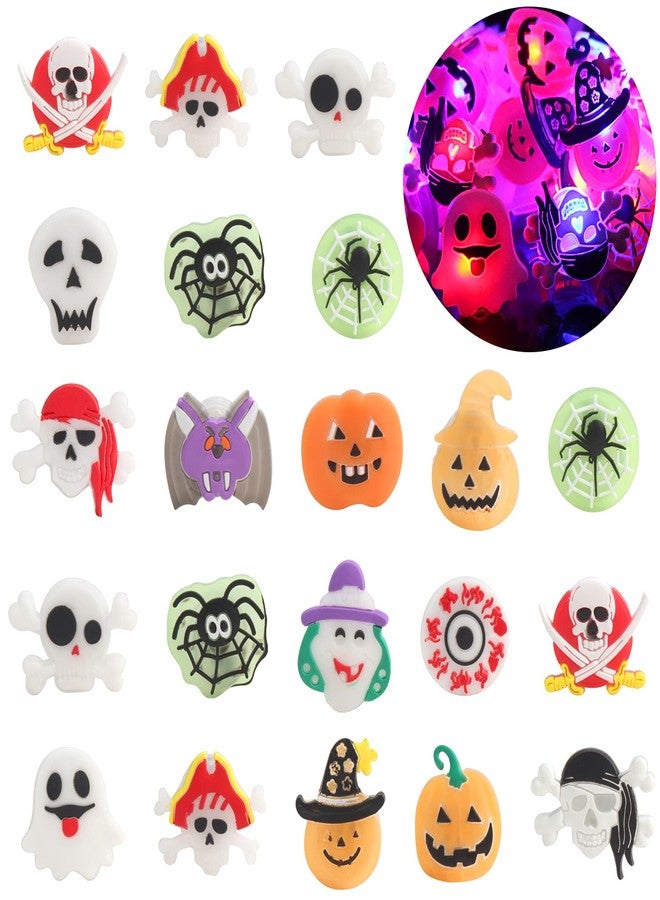 DERAYEE Halloween LED Rings for Kids, 50Pcs Light Up Ring Toys Halloween Party Favors Flash Finger Lights Glow in The Dark Treats Goodie Bag Fillers - Image 1
